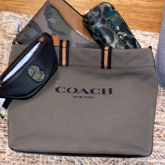 NWT! Coach 4 piece, XXL, Olive Green and camouflage  tote set UNISEX - Picture 7 of 13